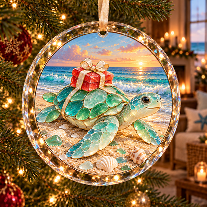 🌊 Coastal Sea Glass Style Christmas Ornament