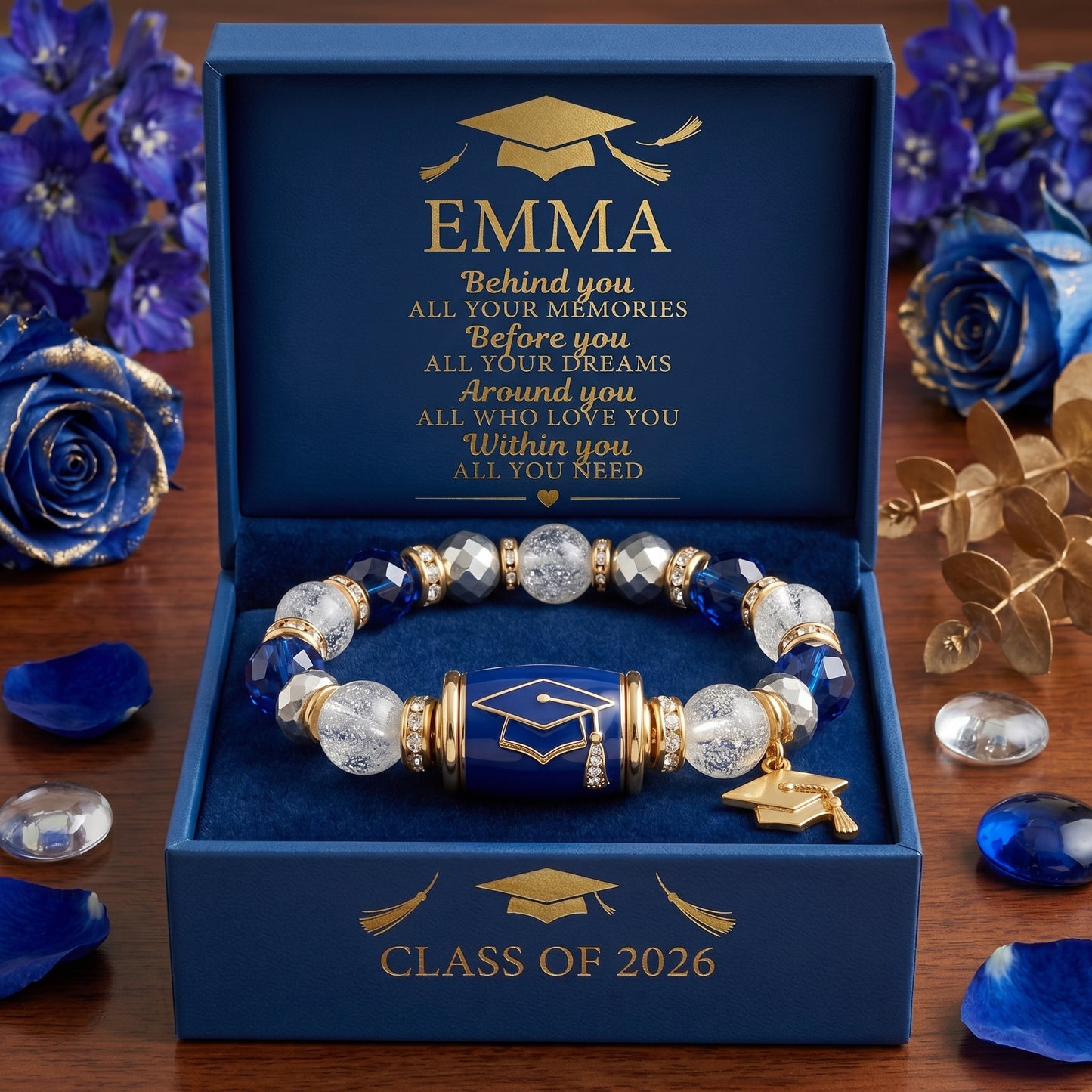 🔥 Limited-time 60% off Graduation Season Sale 🎁🎓 Personalized Graduation Crystal Beaded Bracelet for Her