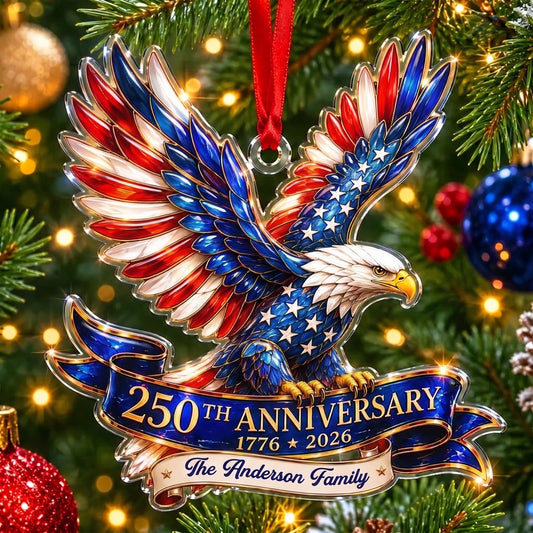 🎄✨ Personalized USA 250th Anniversary Christmas Ornament