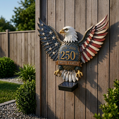 Personalized 250th Anniversary Eagle Solar Wall Light