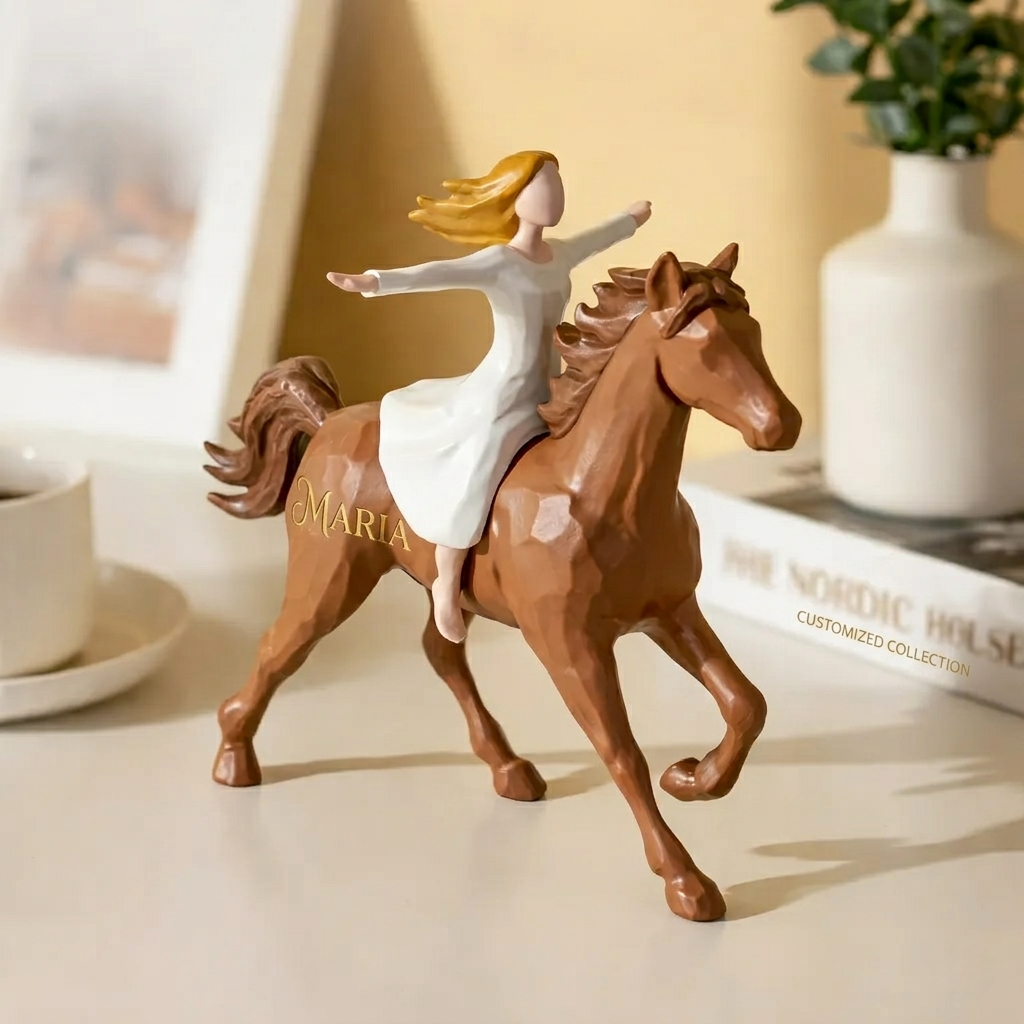 Personalized Edition: Spirit of Freedom Girl Riding Horse Figurine — Engrave Your Own Moment of Courage