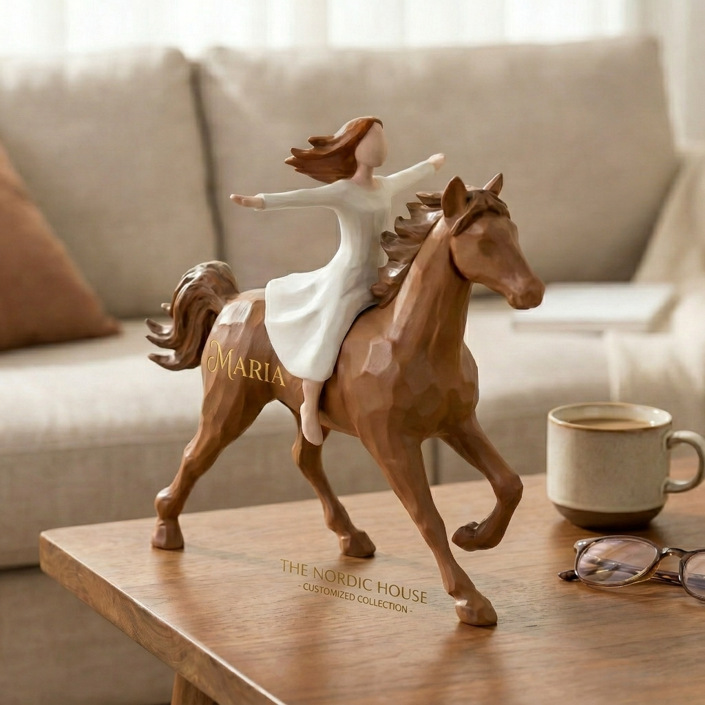 Personalized Edition: Spirit of Freedom Girl Riding Horse Figurine — Engrave Your Own Moment of Courage