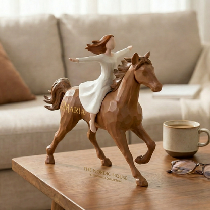Personalized Edition: Spirit of Freedom Girl Riding Horse Figurine — Engrave Your Own Moment of Courage