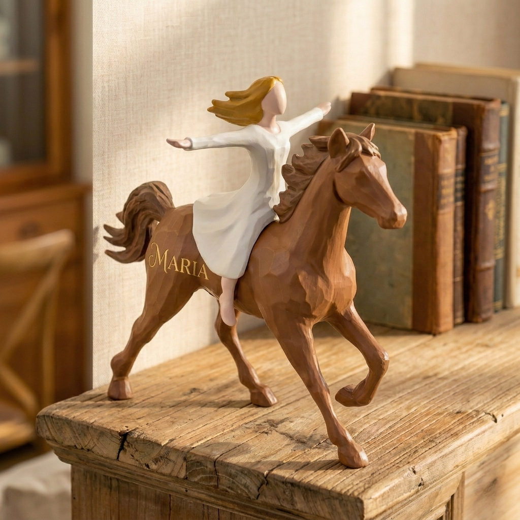 Personalized Edition: Spirit of Freedom Girl Riding Horse Figurine — Engrave Your Own Moment of Courage