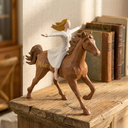 Personalized Edition: Spirit of Freedom Girl Riding Horse Figurine — Engrave Your Own Moment of Courage