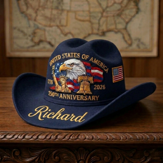 United States 250th Anniversary Personalized Cowboy Hat