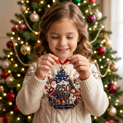 Personalized USA 250 Years Patriotic Christmas Ornament