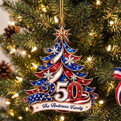 ✨ Personalized 250th America Christmas Ornament