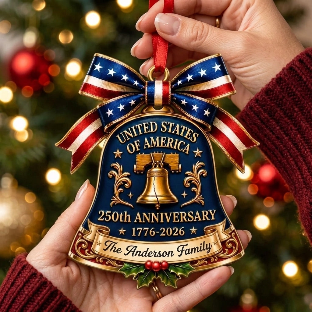 🎄✨ Personalized USA 250th Anniversary Christmas Ornament