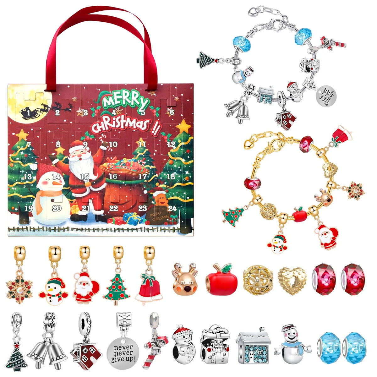 🎅24 Pcs DIY Christmas Advent Calendar Bracelets Set