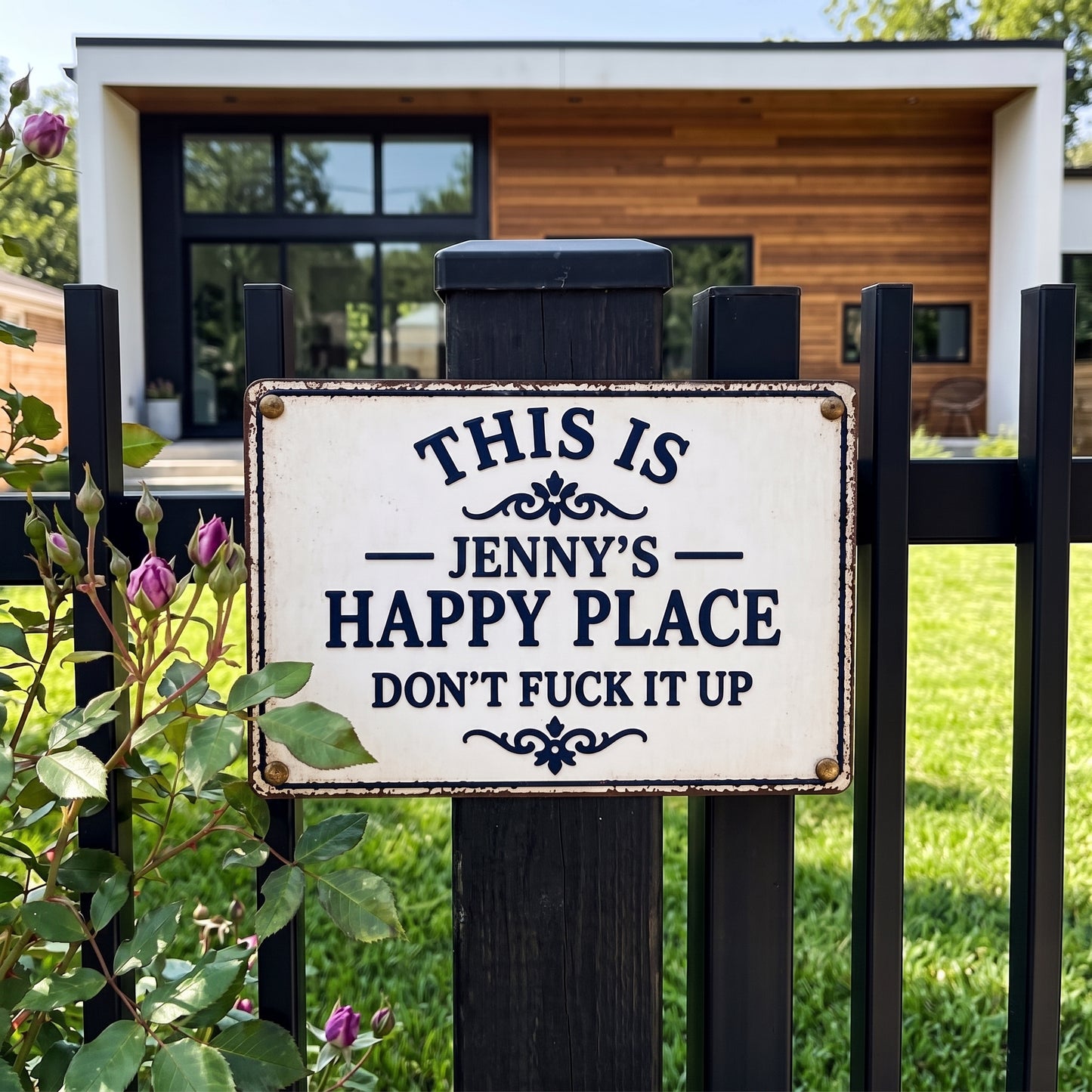 Custom "My Happy Place" Metal Sign