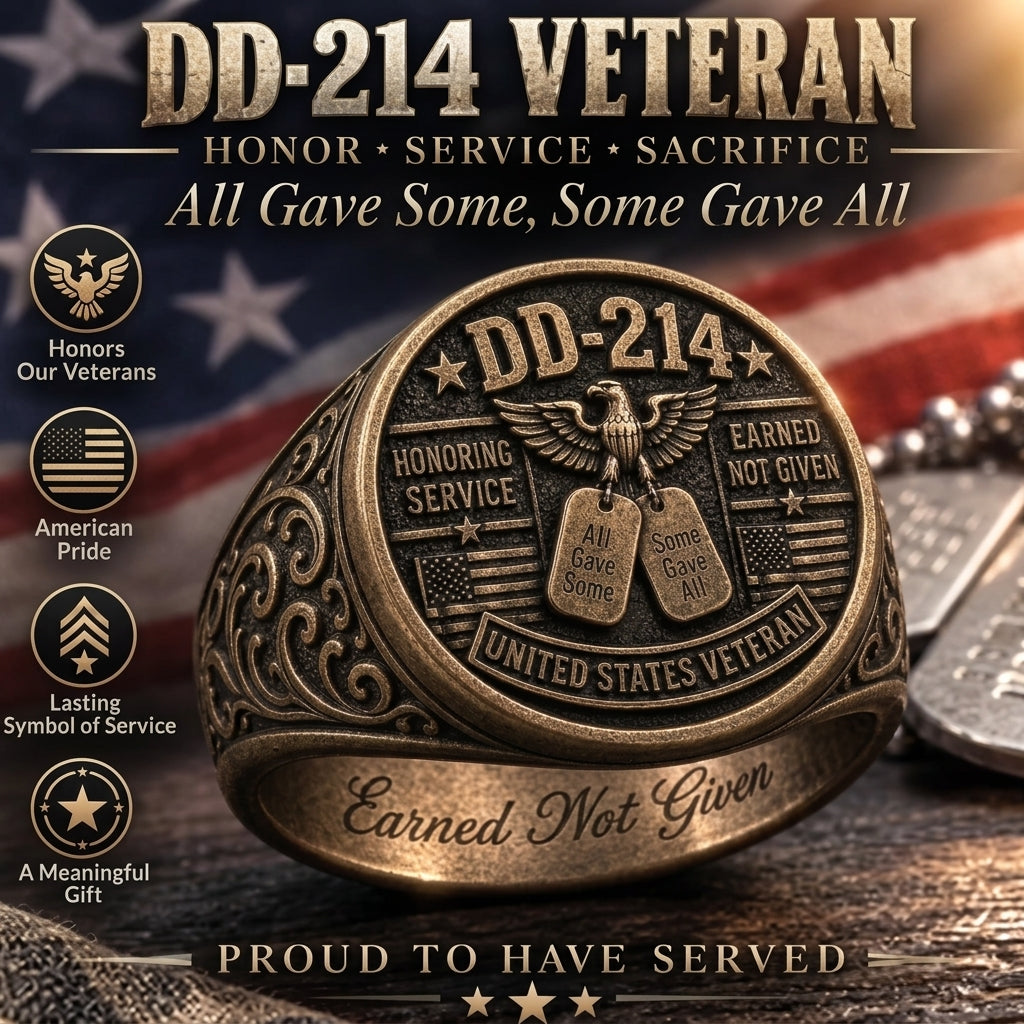 🎖️ DD-214 Veteran Honor Ring — EARNED NOT GIVEN