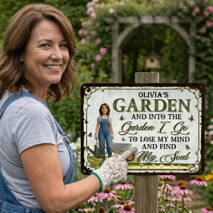 🌿 💖 Animation Style Personalized Gardening Sign - Personalized Classic Metal Signs - Best Gift For Yourself, Best Friends, Siblings, Gardening Lovers