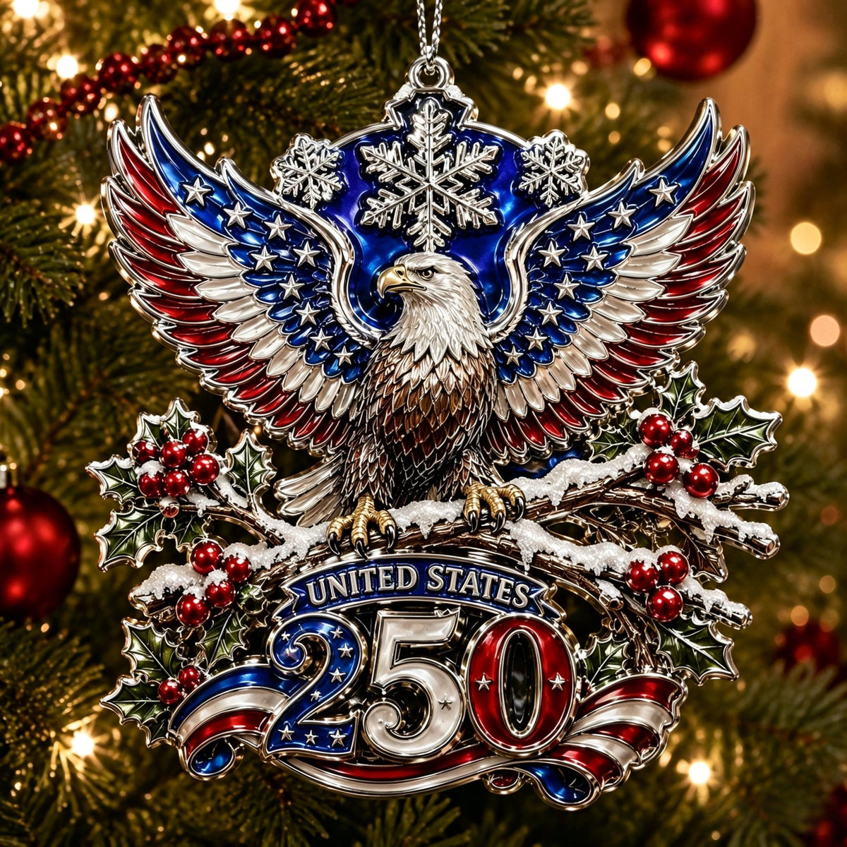 🇺🇸 America 250th Anniversary Christmas Ornament— A Patriotic Christmas to Remember (1776–2026) 🎄✨