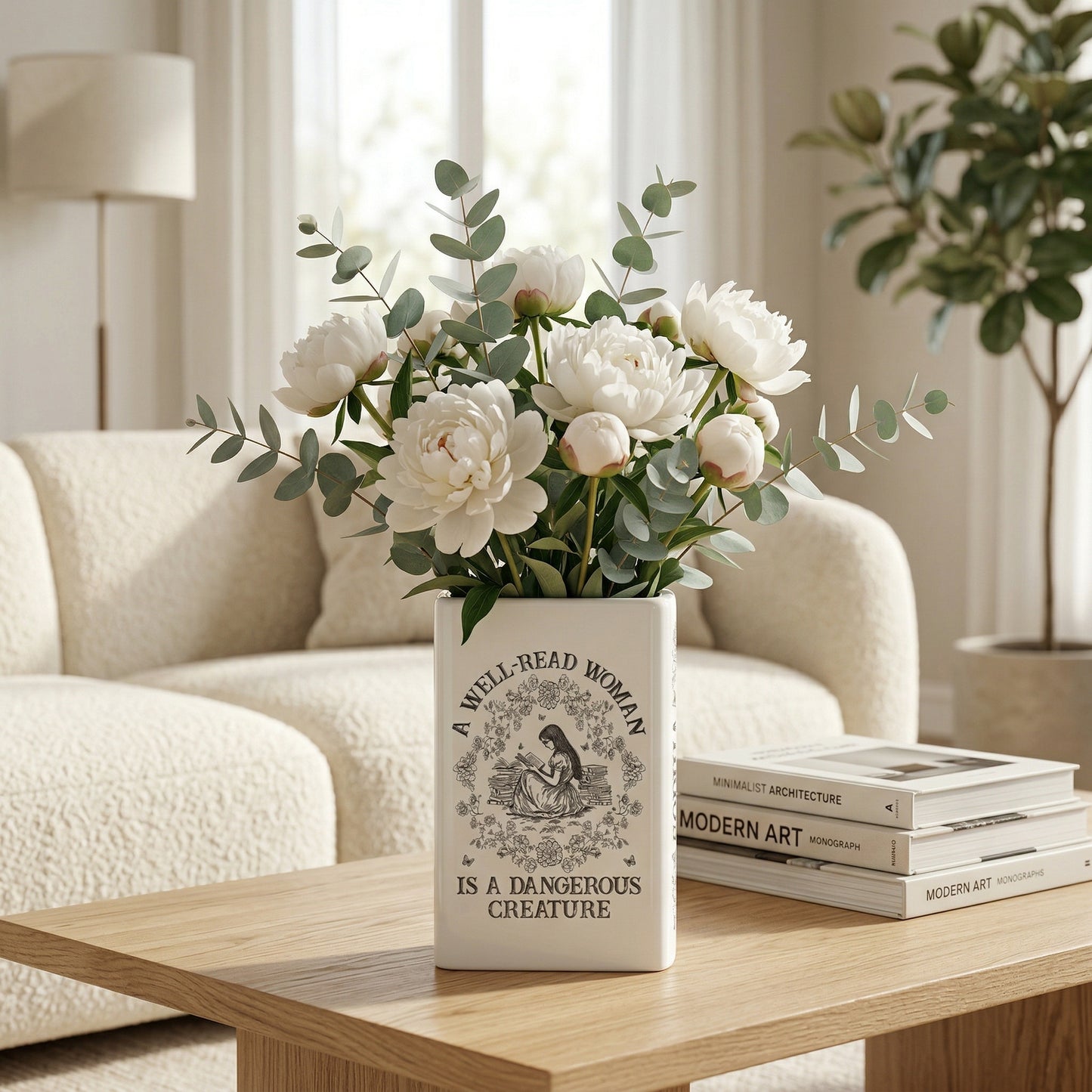 📚 Personalized Ceramic Book Vase – Home Decor Gift for Book Lovers