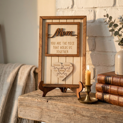 Personalized Mom Gift 'You are the piece that holds us together' Puzzle with Names for Mother