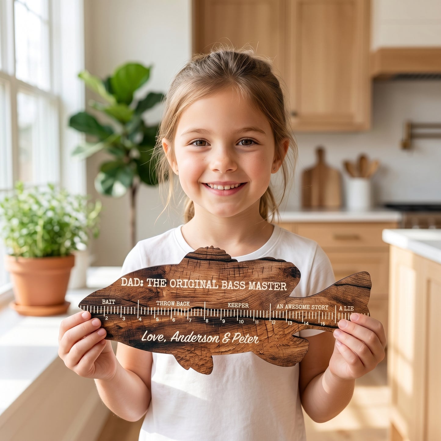 Personalized Fishing Ruler Sign for Dad or Grandpa – “We Hooked the Best!”