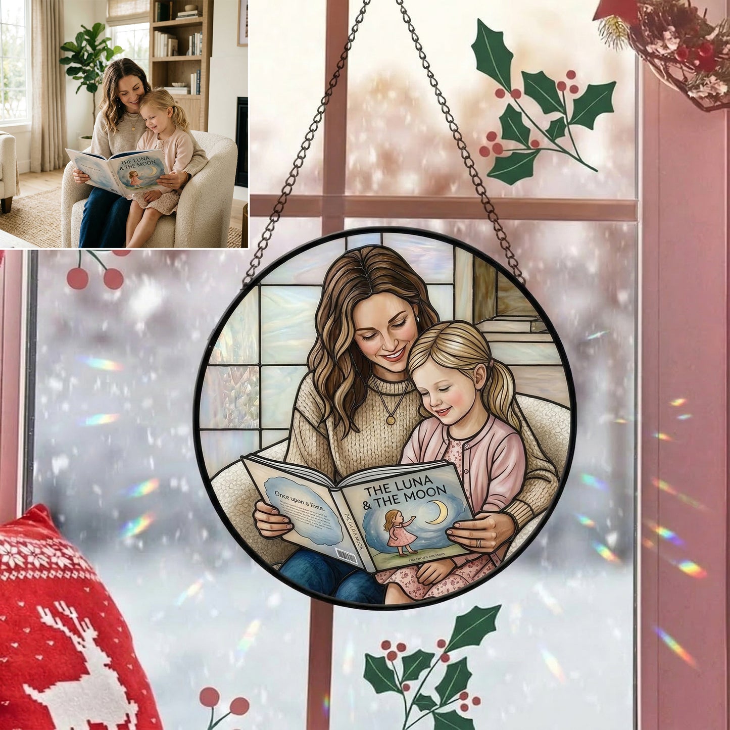 Custom Photo Family Window Hanging Ornament,Ornament Gift For Mom