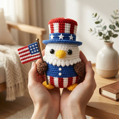 Patriotic Crochet Eagle with USA Flag