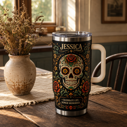 Personalized Eternal Bloom Skull Tumbler