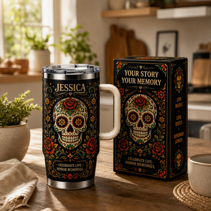 Personalized Eternal Bloom Skull Tumbler