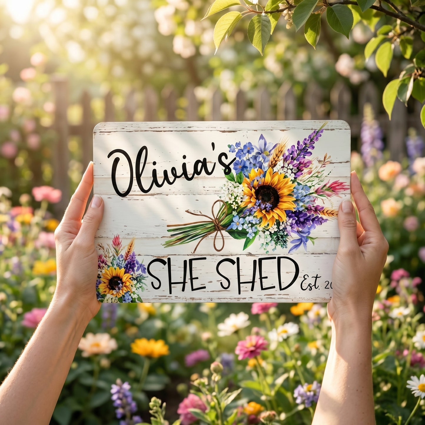 Floral Bouquet Personalized She Shed Sign