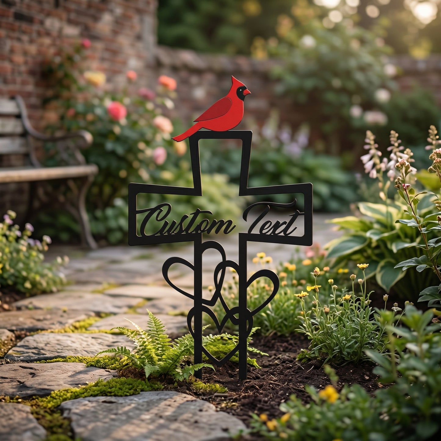 🐦 Custom Cardinal Memorial Stake – Laser Cut Metal Garden Sign