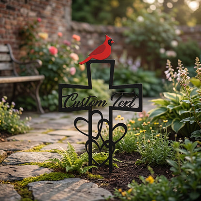 🐦 Custom Cardinal Memorial Stake – Laser Cut Metal Garden Sign