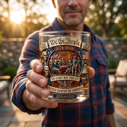 🥃 Personalized 250th Anniversary Patriotic Whiskey Glass