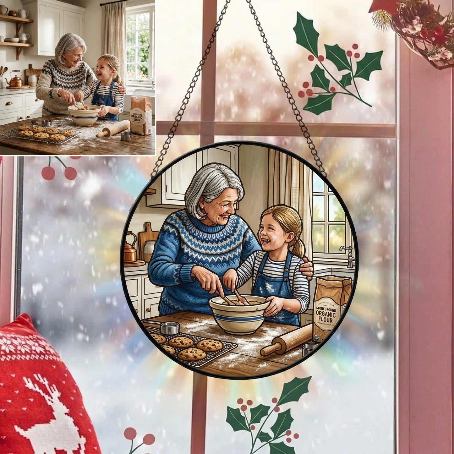 Custom Photo Family Window Hanging Ornament,Ornament Gift For Mom