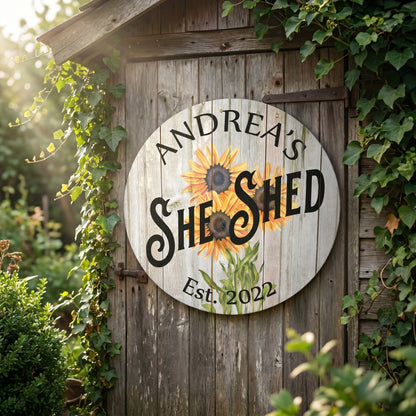 Personalized Sunflower She Shed Metal Sign