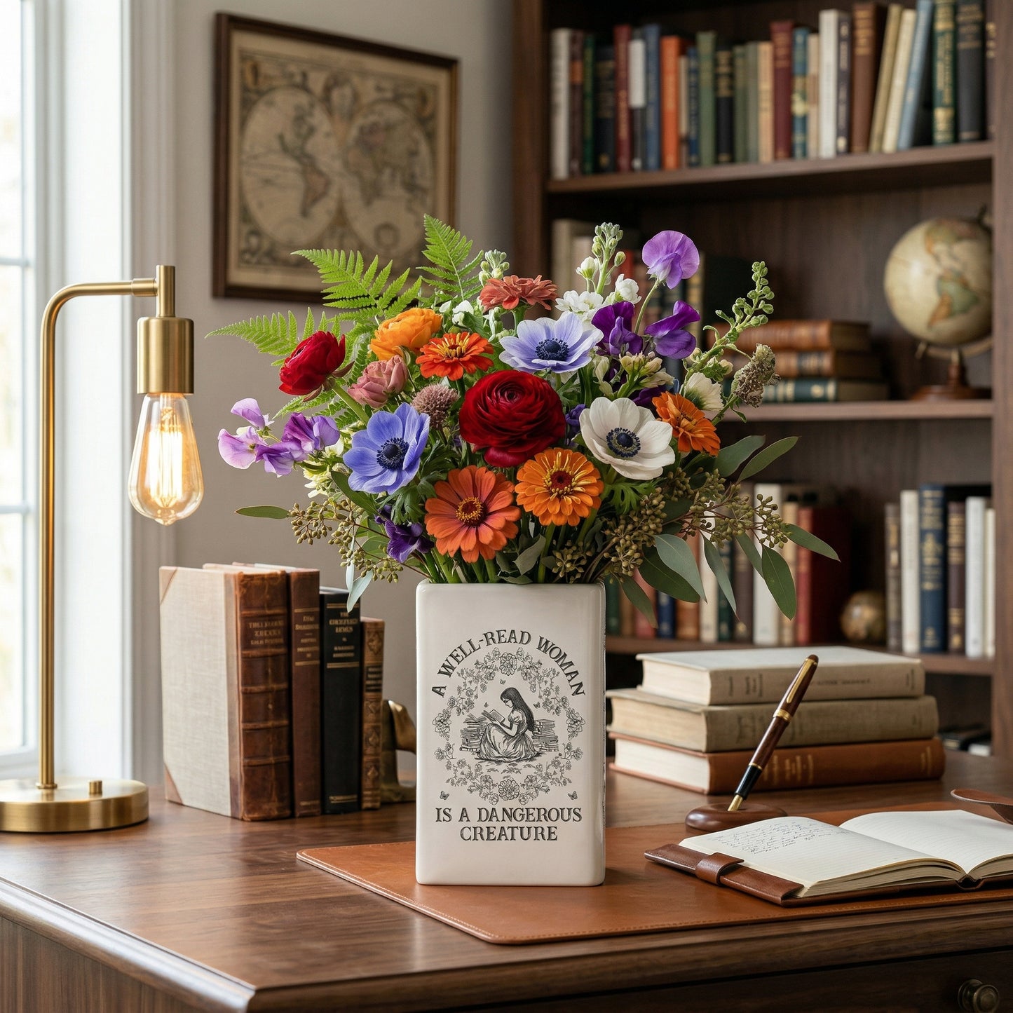 📚 Personalized Ceramic Book Vase – Home Decor Gift for Book Lovers