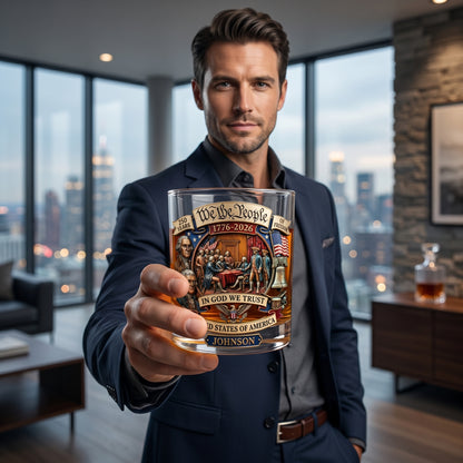 🥃 Personalized 250th Anniversary Patriotic Whiskey Glass