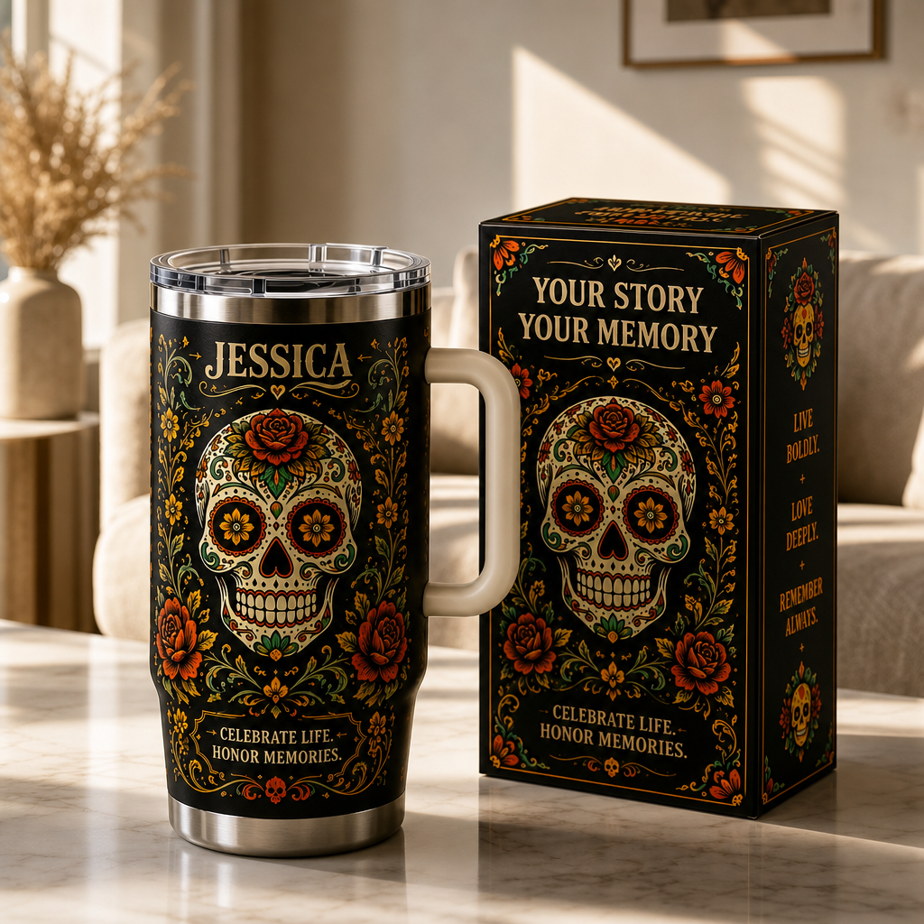 Personalized Eternal Bloom Skull Tumbler