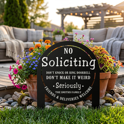 Personalized "No Soliciting" Yard Sign – Custom Family Name, Bold Statement