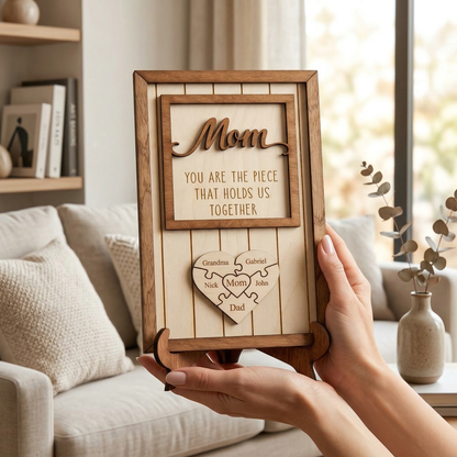 Personalized Mom Gift 'You are the piece that holds us together' Puzzle with Names for Mother