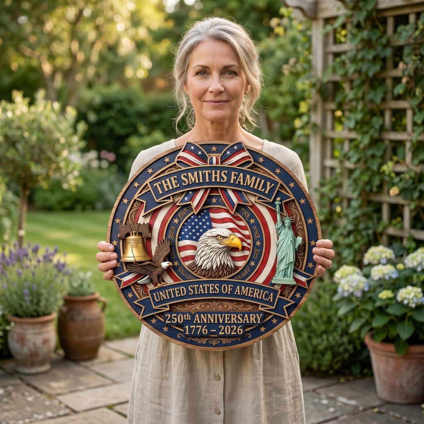 🎖️ Personalized USA 250th Anniversary Wooden Wall Sign – “A Nation’s Legacy, A Family’s Pride”