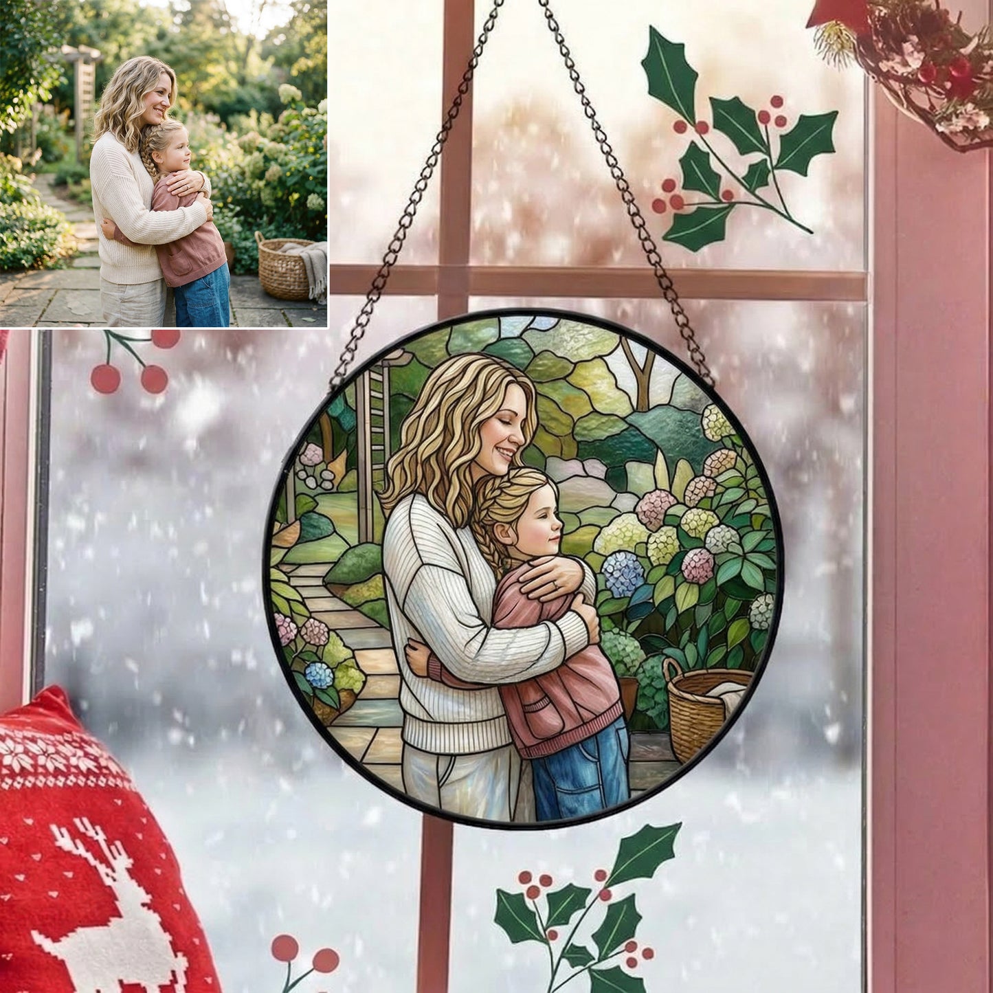 Custom Photo Family Window Hanging Ornament,Ornament Gift For Mom