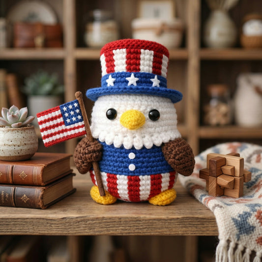 Patriotic Crochet Eagle with USA Flag