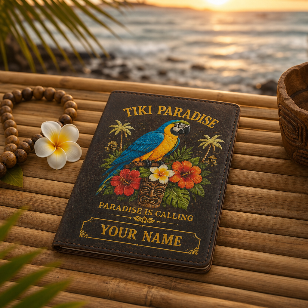 Tiki Paradise Personalized Passport Holder
