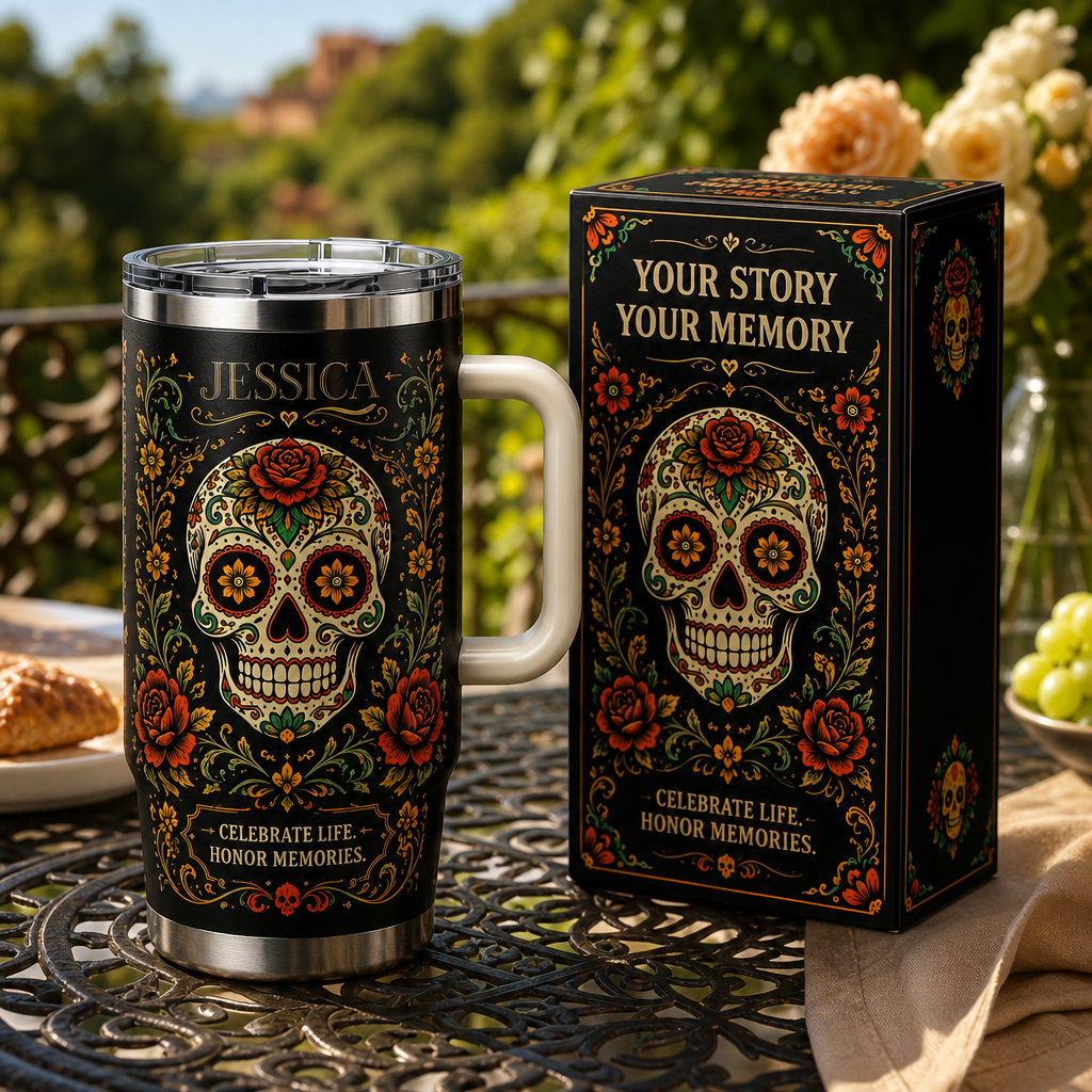 Personalized Eternal Bloom Skull Tumbler