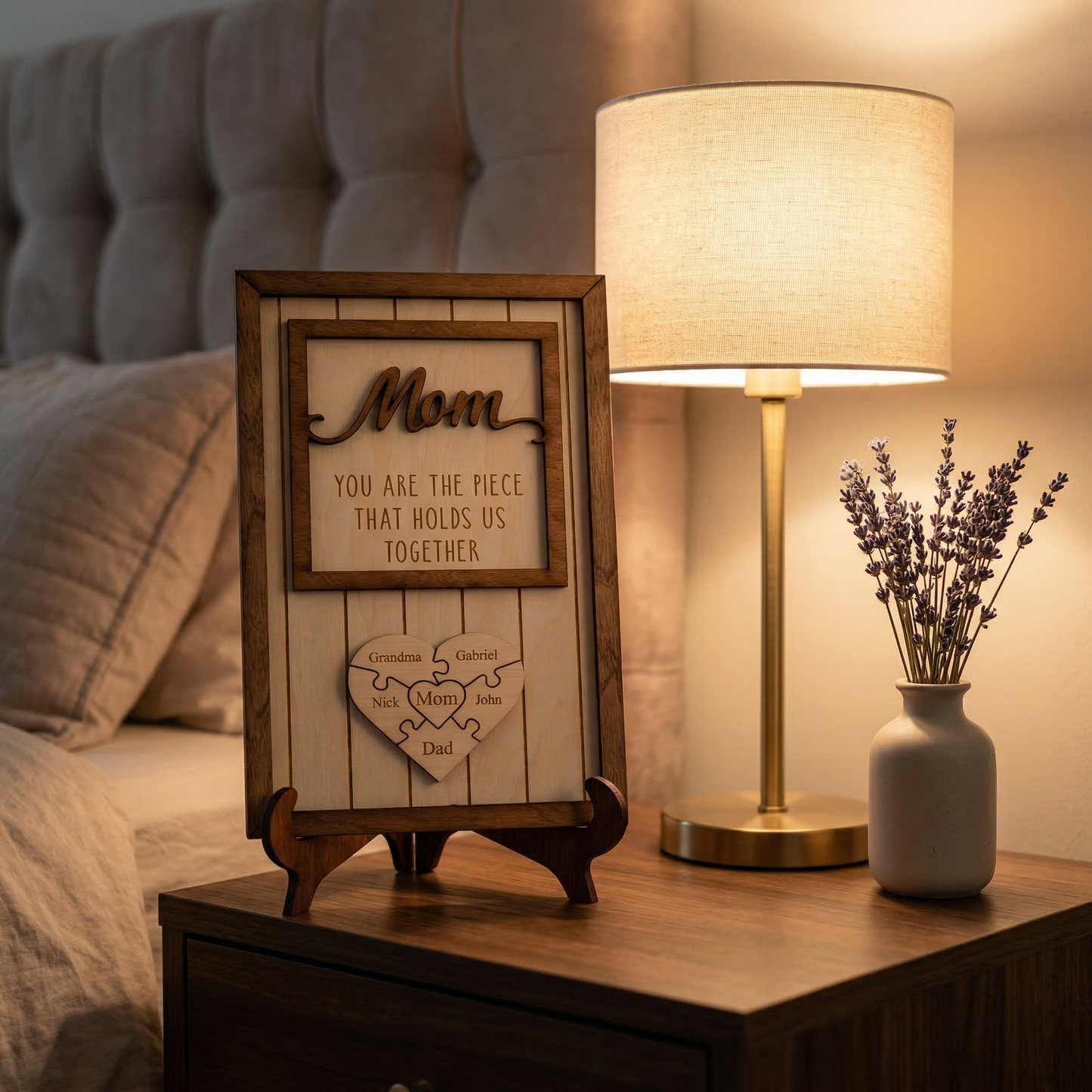 Personalized Mom Gift 'You are the piece that holds us together' Puzzle with Names for Mother