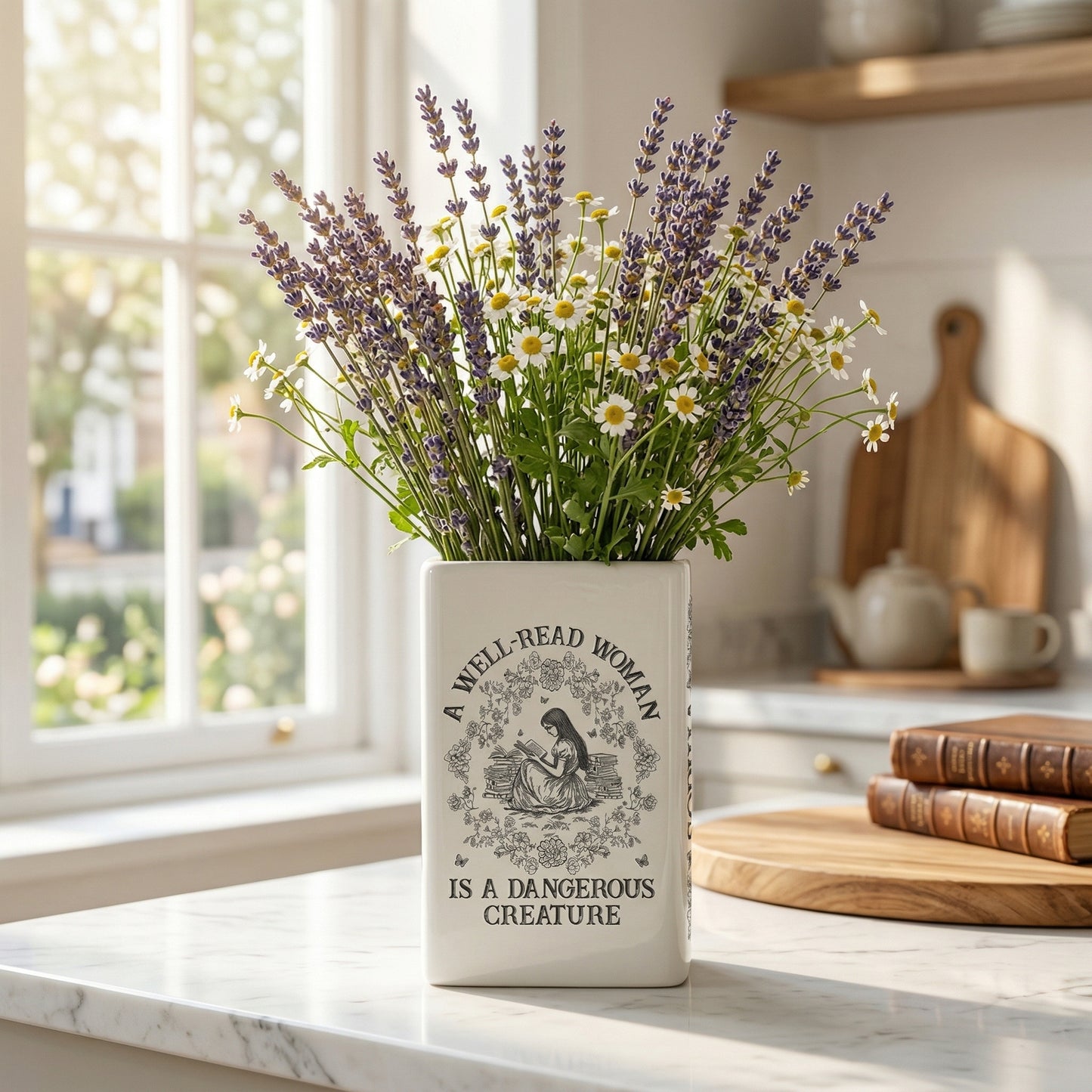 📚 Personalized Ceramic Book Vase – Home Decor Gift for Book Lovers