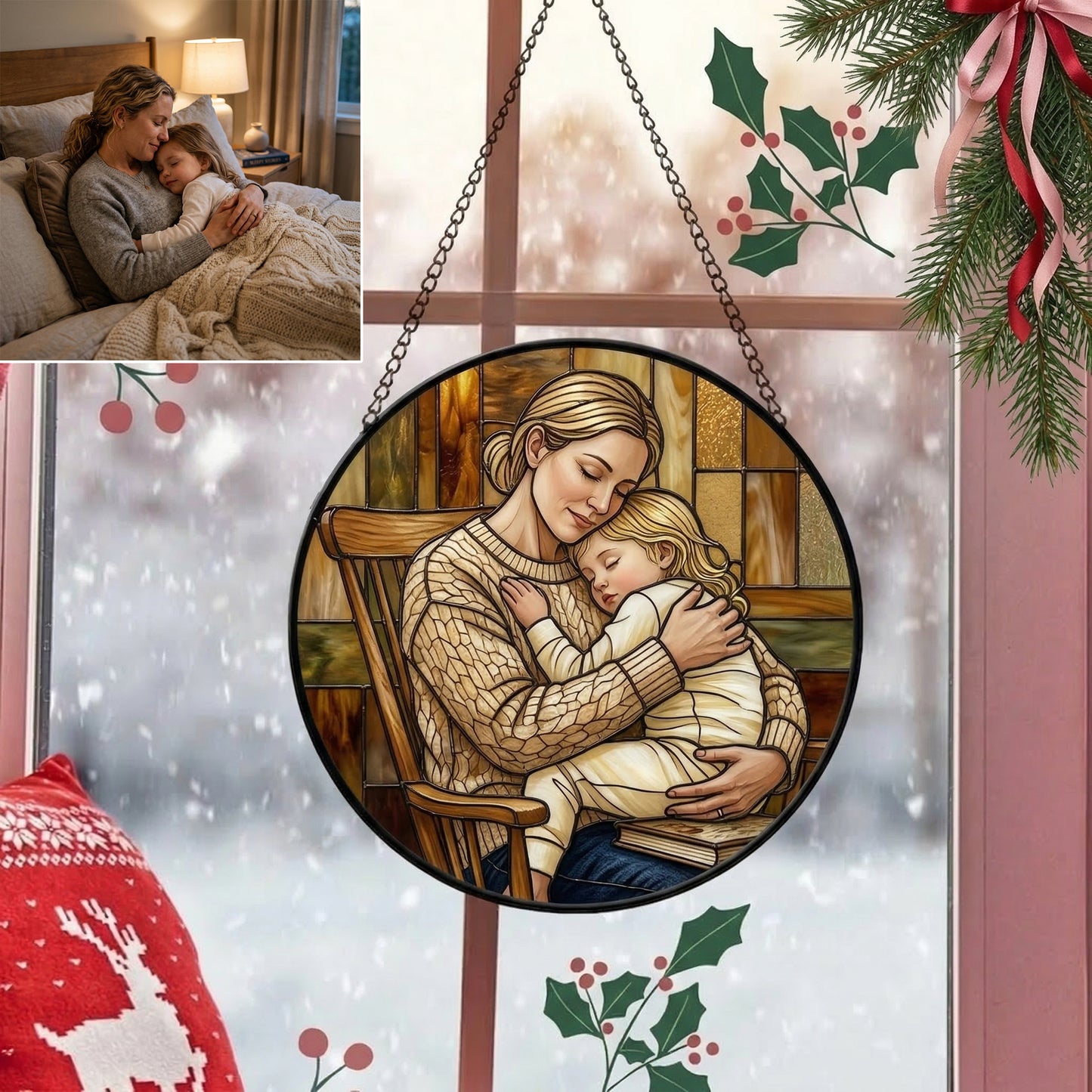 Custom Photo Family Window Hanging Ornament,Ornament Gift For Mom