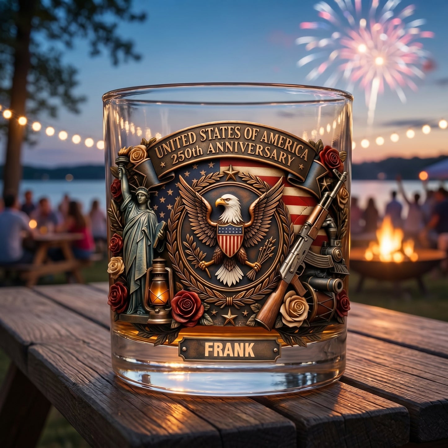 🥃 Personalized USA 250th Anniversary Whiskey Glass