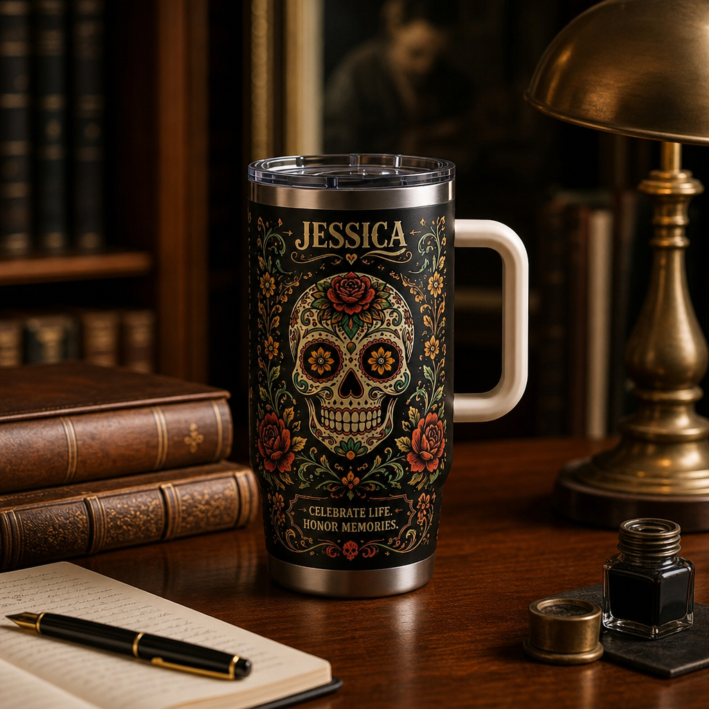 Personalized Eternal Bloom Skull Tumbler