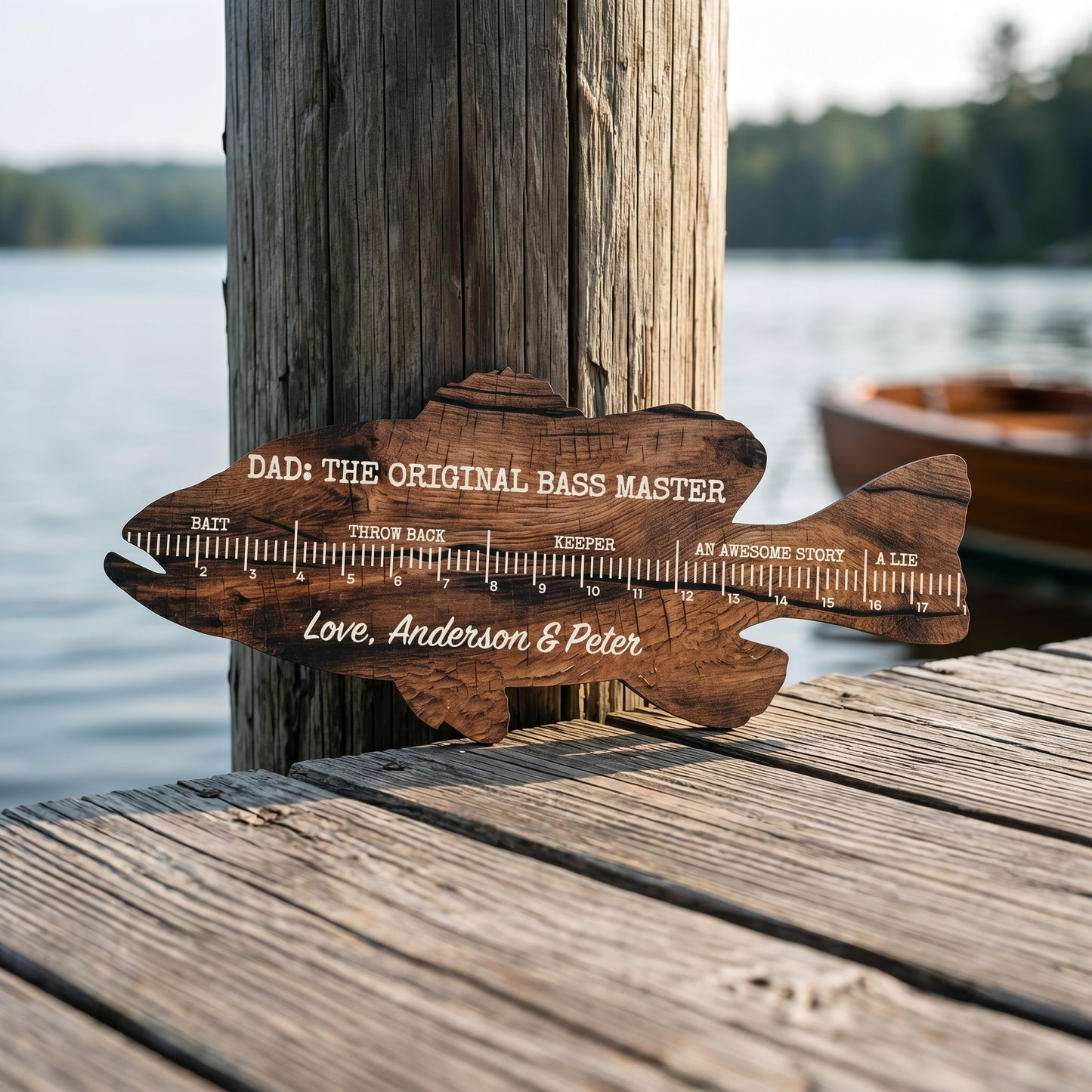 Personalized Fishing Ruler Sign for Dad or Grandpa – “We Hooked the Best!”