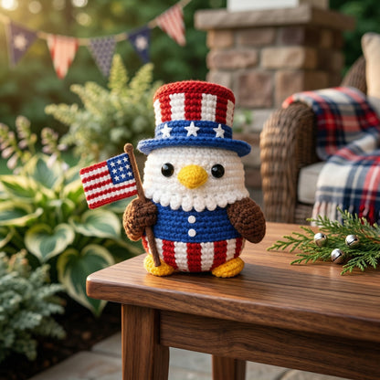 Patriotic Crochet Eagle with USA Flag