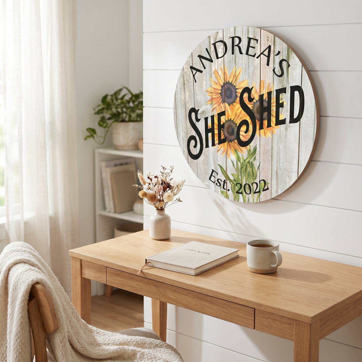 🌻 Personalized Sunflower She Shed Metal Sign