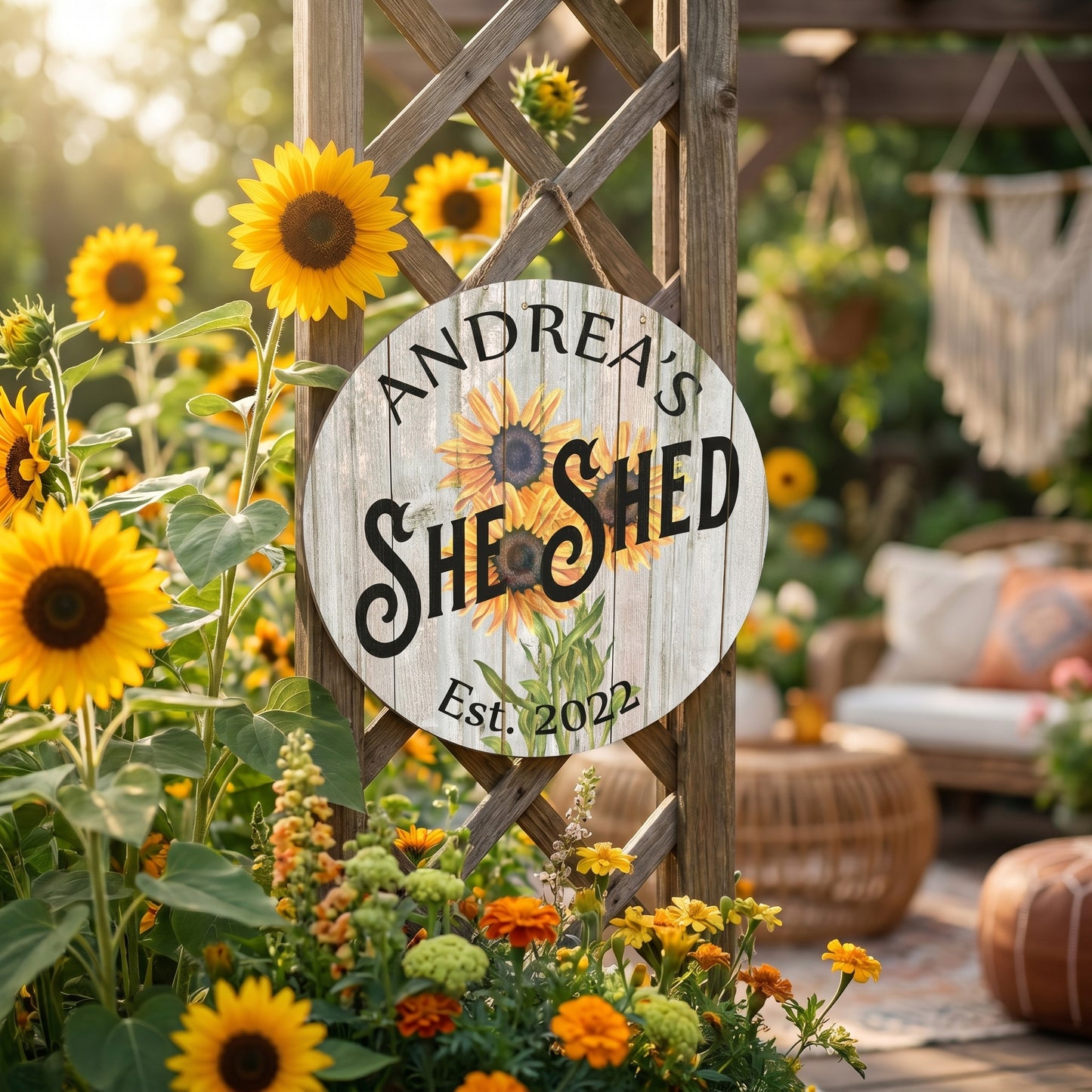 Personalized Sunflower She Shed Metal Sign